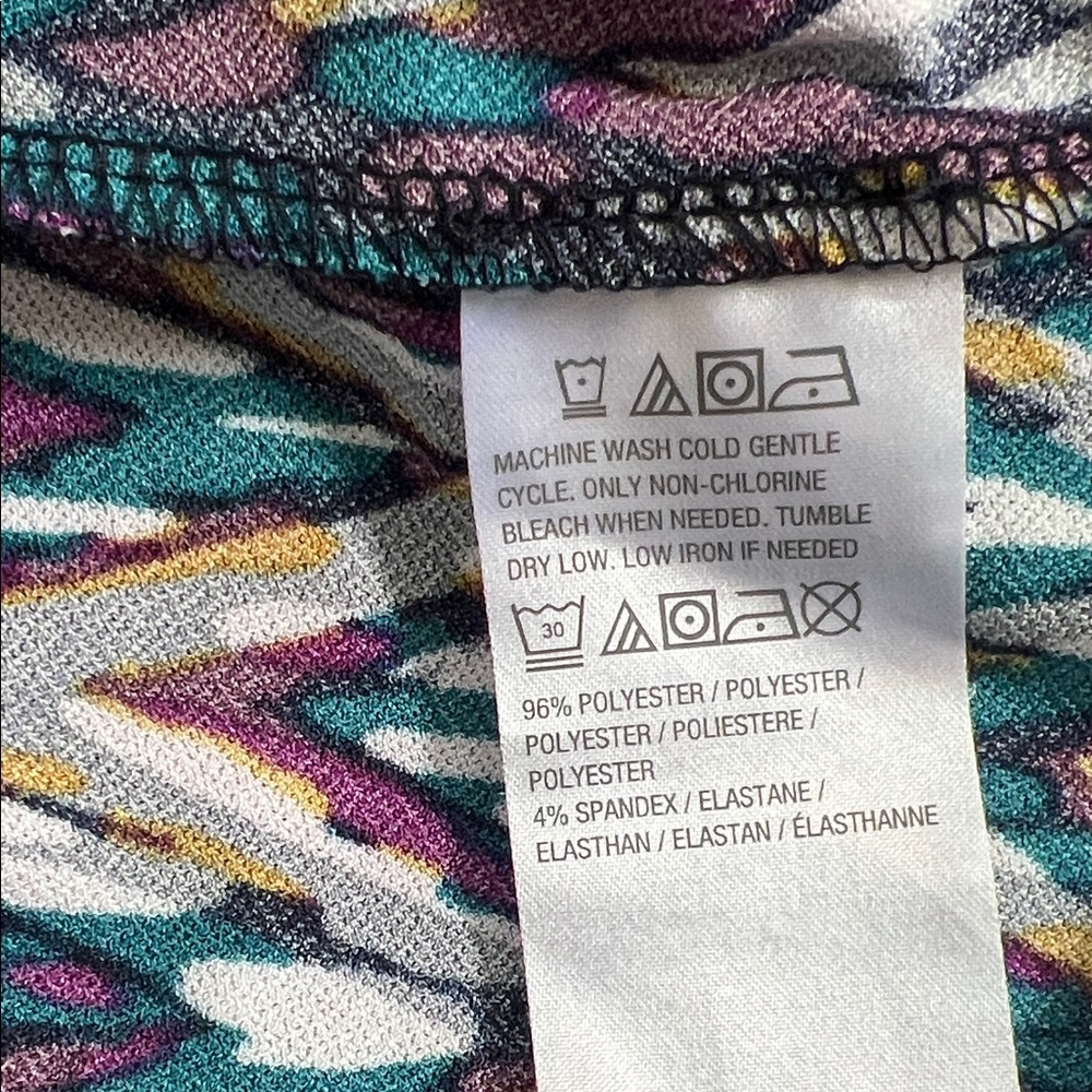 Susan Graver Chic Colorful Abstract Long Sleeve Top Purple Teal Yellow XL - Picture 13 of 13
